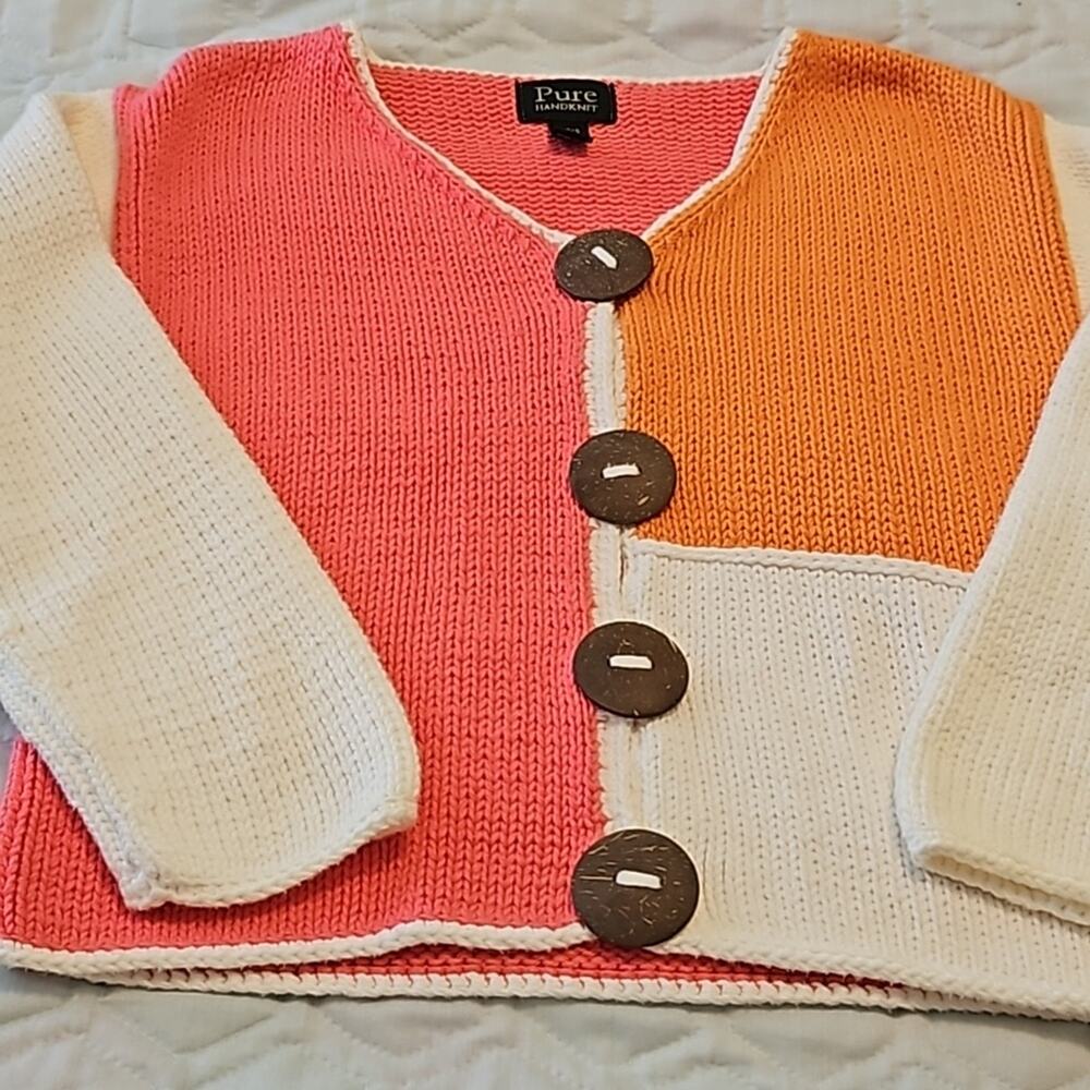 Anthropologie Colorblock Chunky Boxy Sweater xs/Small Pure handknit
